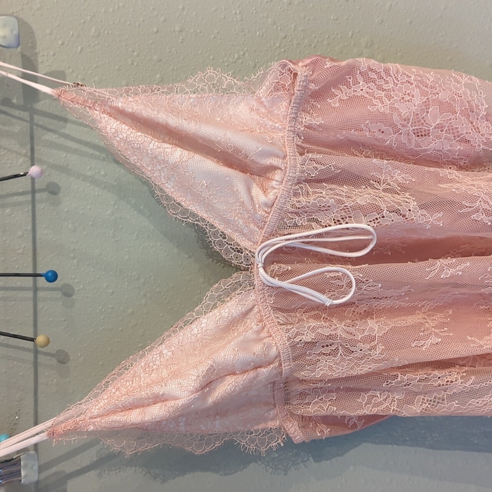 Festival Pink Sheer Strap Lace Satin Top Coquette Baby Doll Top Fairy